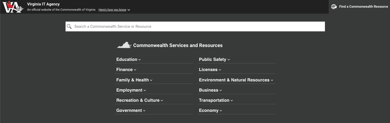 Capture d'écran Commonwealth Branding Bar Resources Menu